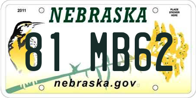 NE license plate 81MB62