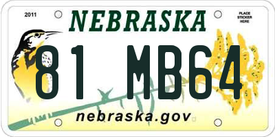 NE license plate 81MB64