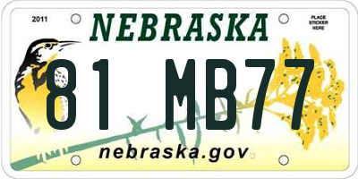 NE license plate 81MB77