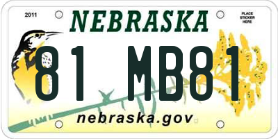 NE license plate 81MB81