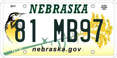 NE license plate 81MB97