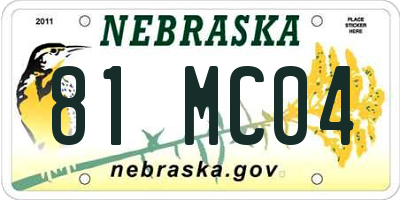 NE license plate 81MC04