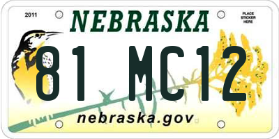 NE license plate 81MC12