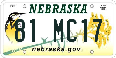 NE license plate 81MC17