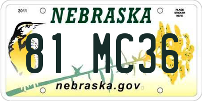 NE license plate 81MC36