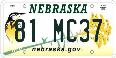 NE license plate 81MC37