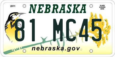 NE license plate 81MC45
