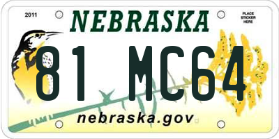 NE license plate 81MC64