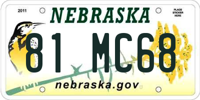 NE license plate 81MC68