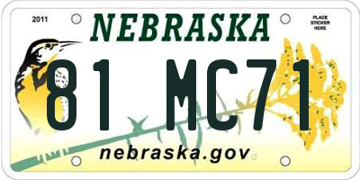 NE license plate 81MC71