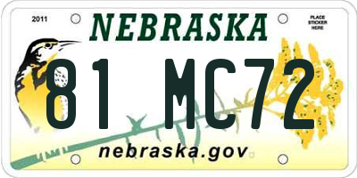 NE license plate 81MC72