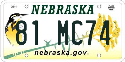 NE license plate 81MC74