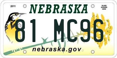 NE license plate 81MC96