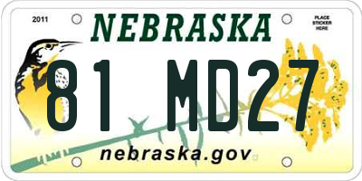 NE license plate 81MD27