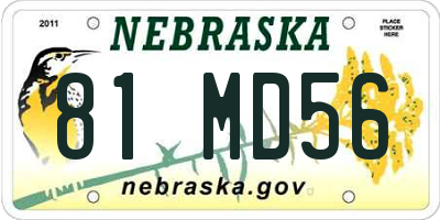 NE license plate 81MD56