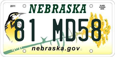 NE license plate 81MD58