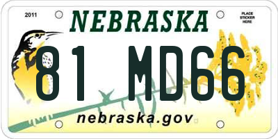 NE license plate 81MD66