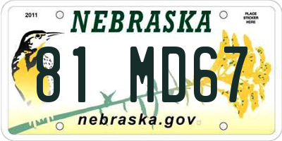 NE license plate 81MD67