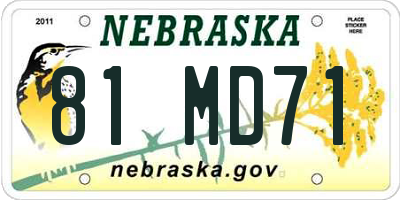 NE license plate 81MD71