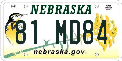 NE license plate 81MD84