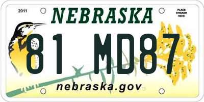 NE license plate 81MD87