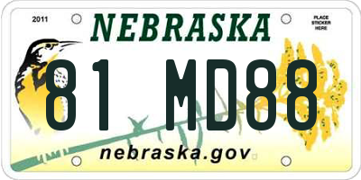 NE license plate 81MD88
