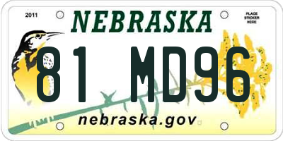NE license plate 81MD96