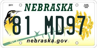 NE license plate 81MD97