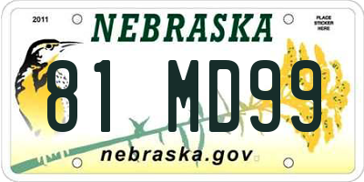 NE license plate 81MD99