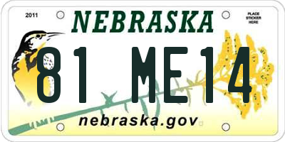 NE license plate 81ME14