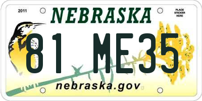 NE license plate 81ME35