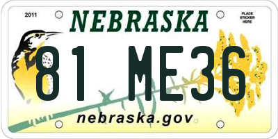 NE license plate 81ME36