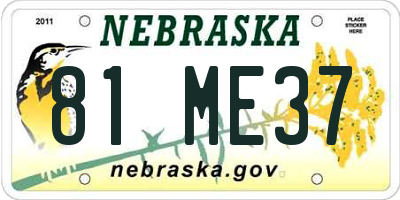 NE license plate 81ME37