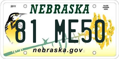 NE license plate 81ME50