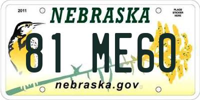 NE license plate 81ME60