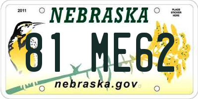 NE license plate 81ME62