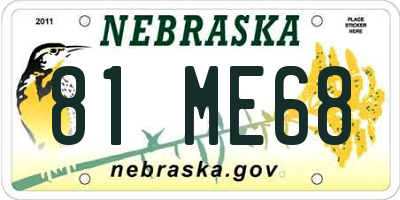 NE license plate 81ME68