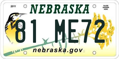 NE license plate 81ME72
