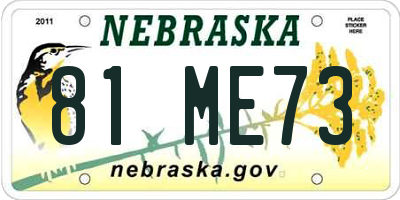 NE license plate 81ME73