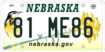 NE license plate 81ME86