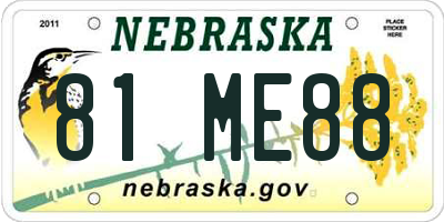 NE license plate 81ME88