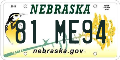 NE license plate 81ME94