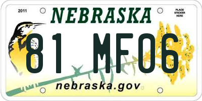 NE license plate 81MF06
