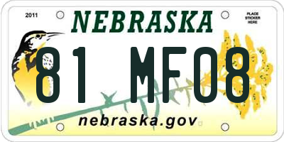 NE license plate 81MF08