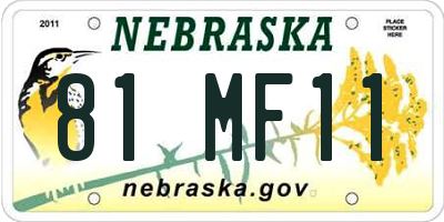 NE license plate 81MF11