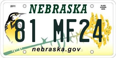 NE license plate 81MF24