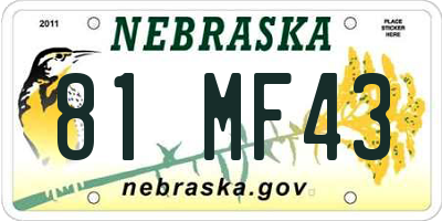 NE license plate 81MF43