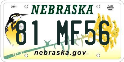 NE license plate 81MF56