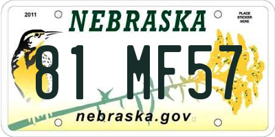 NE license plate 81MF57