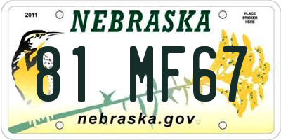 NE license plate 81MF67